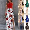 Women's Slant Shoulder Long Temperament Sleeveless Sexy High Waist Split Dresses Elegant Evening Party Dresses Cocktail Party