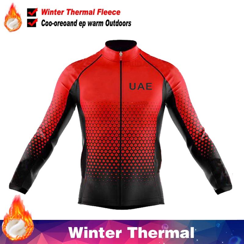 2026 UAE Fleece Cycling Jersey Men Mtb Male Clothing Man Clothes Men's Bike Winter Thermal Mens Bicycle Pants Set Suit Outfit