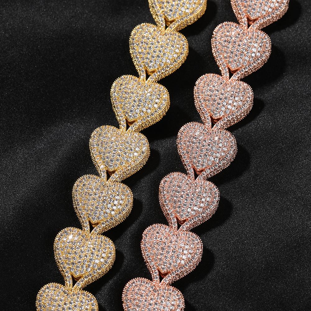 Iced Out Crossing Cz Heart Shape Necklace Fashion Jewelry Heart Tennis Choker Diamond Chain Women Man Necklace