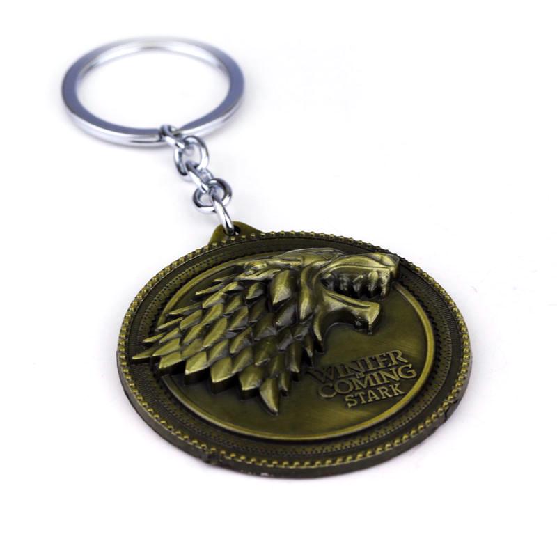 Serie TV Lupo Stark Trono portachiavi Inverno Sta Arrivando Collana con Ciondolo Vintage Logo 3D Famiglia Stark Gioielli Souvenir Regalo