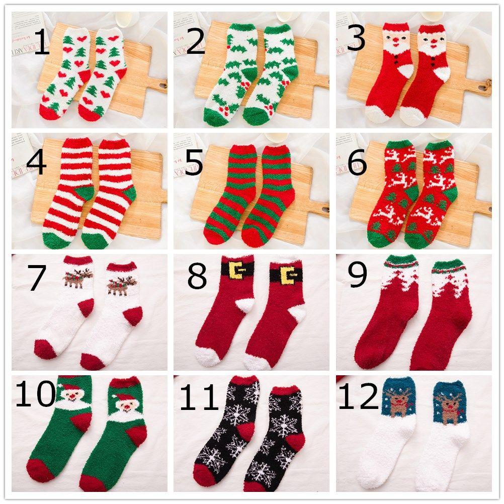 Christmas Women's Socks Coral Fleece Floor Cute Socks Winter Warm Fluffy Floor Socks Xmas Gifts