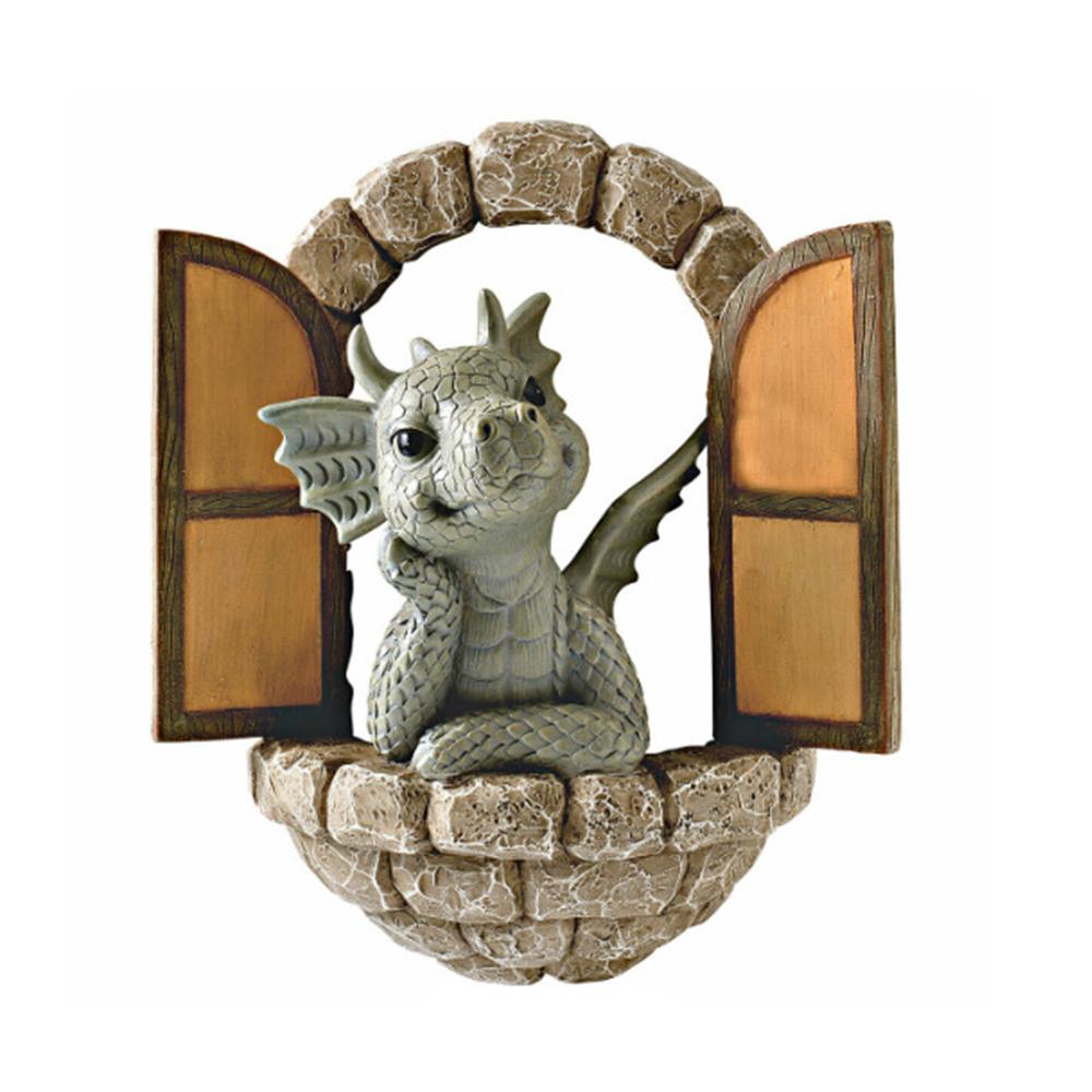 Garden Statue Dragon Meditation Statue Crafts Resin Ornament Dinosaur Shape Sculpture Outdoor Courtyard Decoration Home Decor