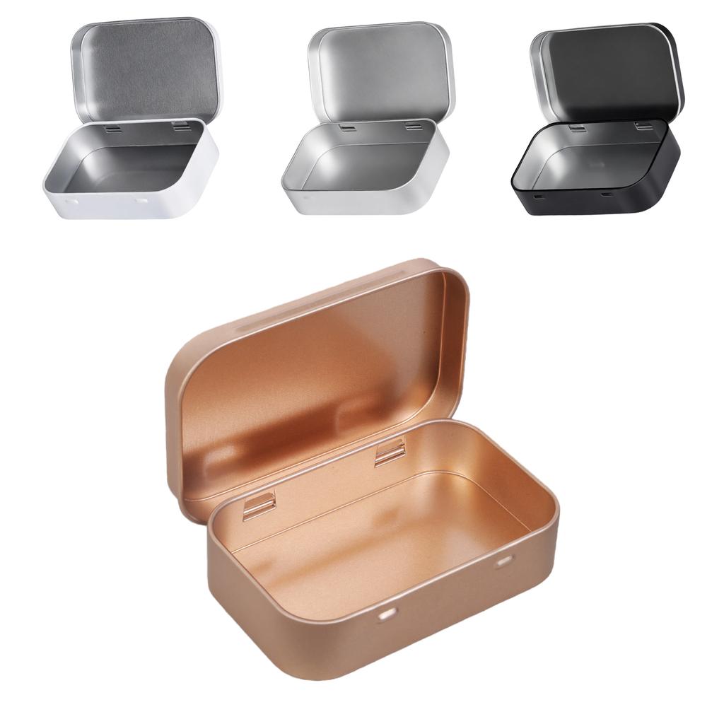 Flips Top Storage Tin Boxes Sturdy Iron Organizers Containers for Home Office 2 Pieces Set