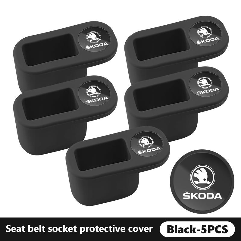 CFP5 TPE Car Seat Belt Socket Protective Cover Interior Accessories For Skoda Rapid Octavia Derivative Enyaq-iV VisionS Yeti Scala