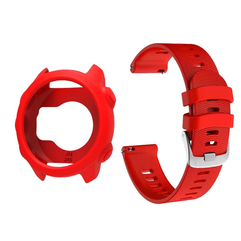 

Чехол+Ремешок Совместимый для Garmin Forerunner 245/ 245 Music, 20 мм Силиконовые Сменные Ремешки и Мягкий Силиконовый Защитный Чехол красный