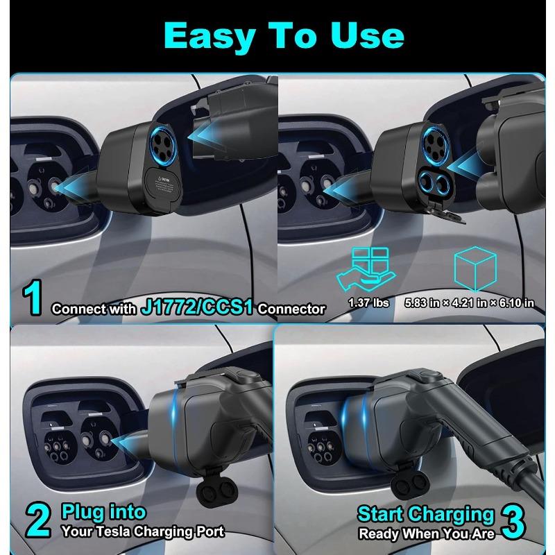 Xiaomi 2‑in‑1 EV Charging Adapter CCS1 J1772 To for Tesla, 250KW AC DC Quick Charge Converter Electric Vehicle for Tesla Model 3 Y X S