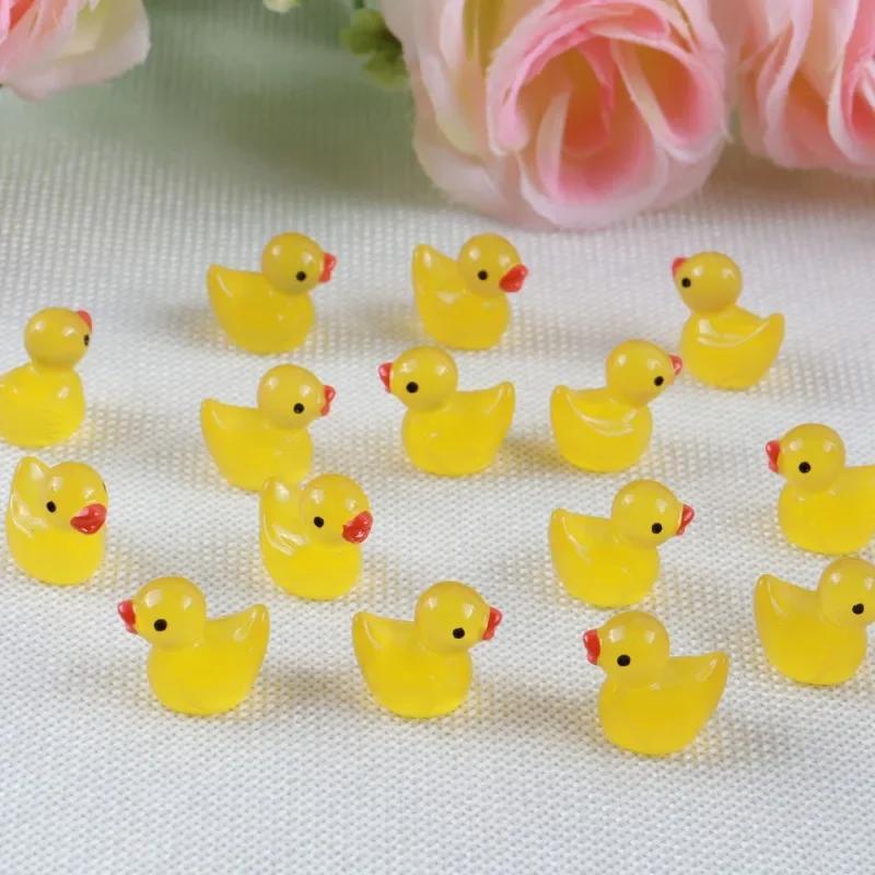 20/50/100Pcs Resin Mini Duck Miniature Figurines Ornaments Decor Yellow Animal Garden Crafts Tiny Duck Landscape Plants Fairy