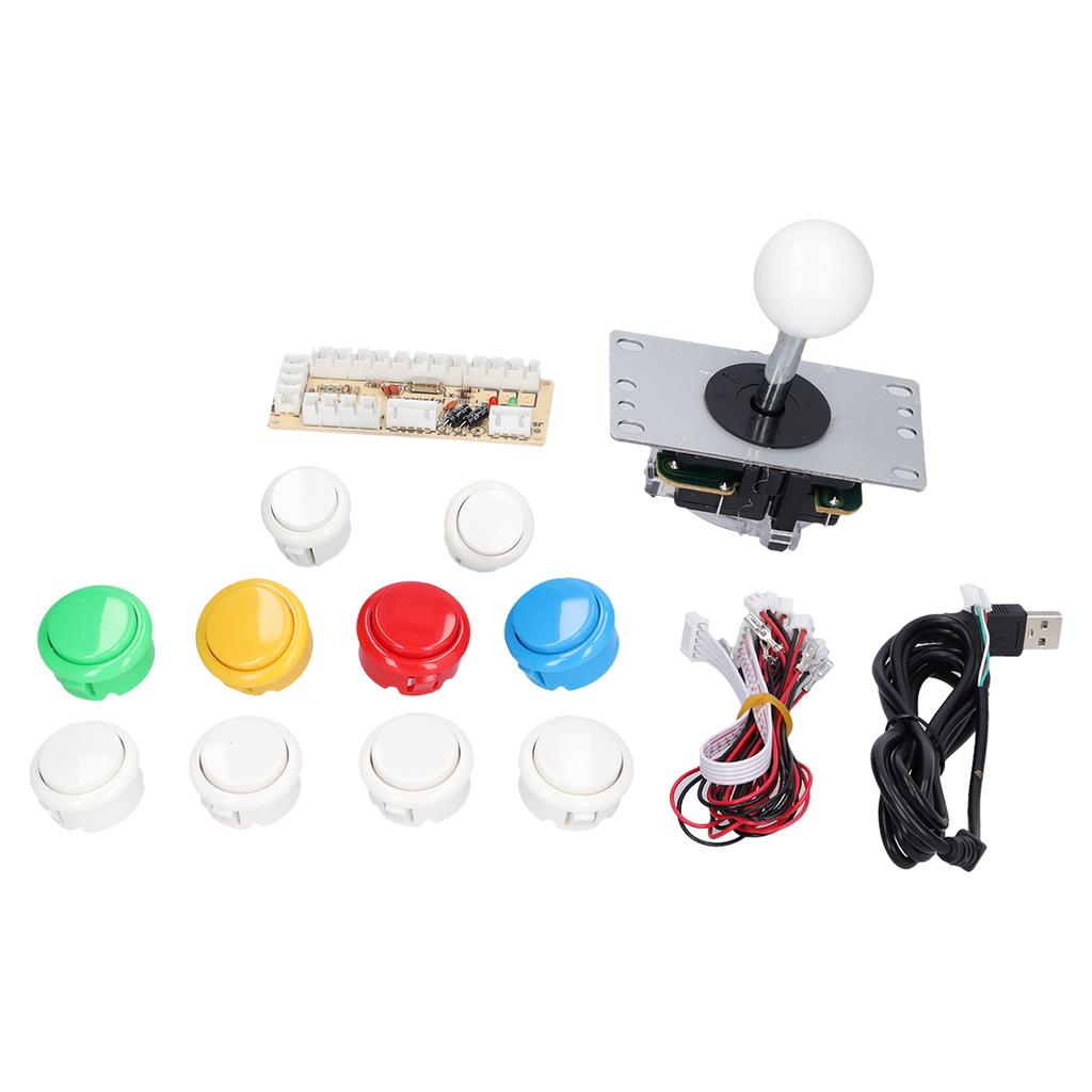 DIY Games Console Kit Single Electroplating Rocker LED Buttons Set for Arcade Games ConsoleSingle Set White