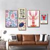 Animal Canvas Painting Color Lobster Fish Ocean Poster Home Living Room Bedroom Bar Cafe Art Decor Wall Decor