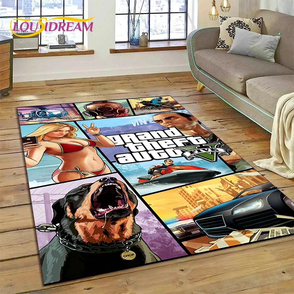 3D GTA Game Grand Theft Auto Gamer Rug Carpet for Living Room Bedroom Home Decor,Floor Mat Non-slip Decoration for Sofa Doormat