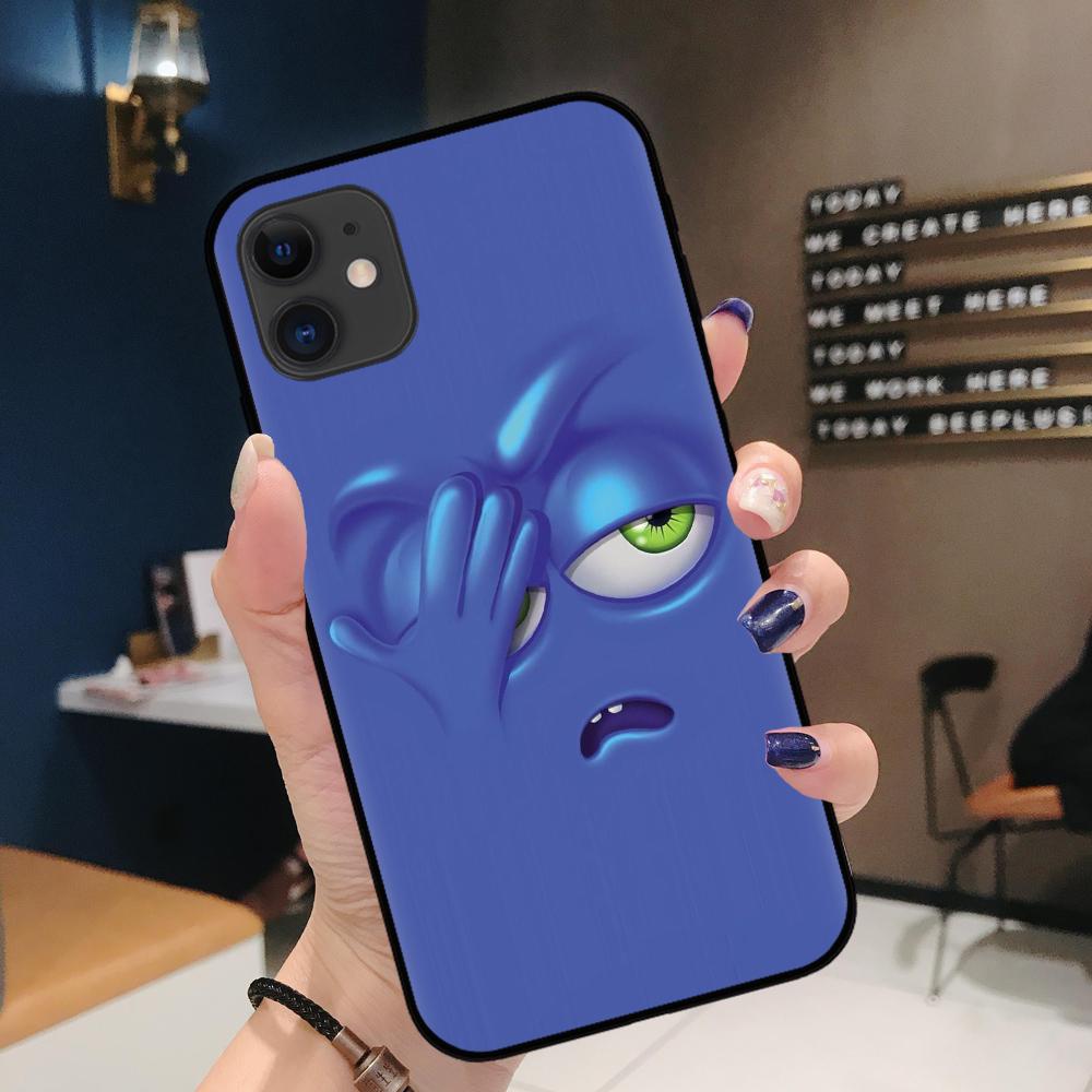 FLYRUI 3D Funny Face Black TPU Soft Phone Case Cover For iPhone SE2 11 Pro XS MAX XS XR 8 7 6 Plus Case 12 Mini 12ProMax