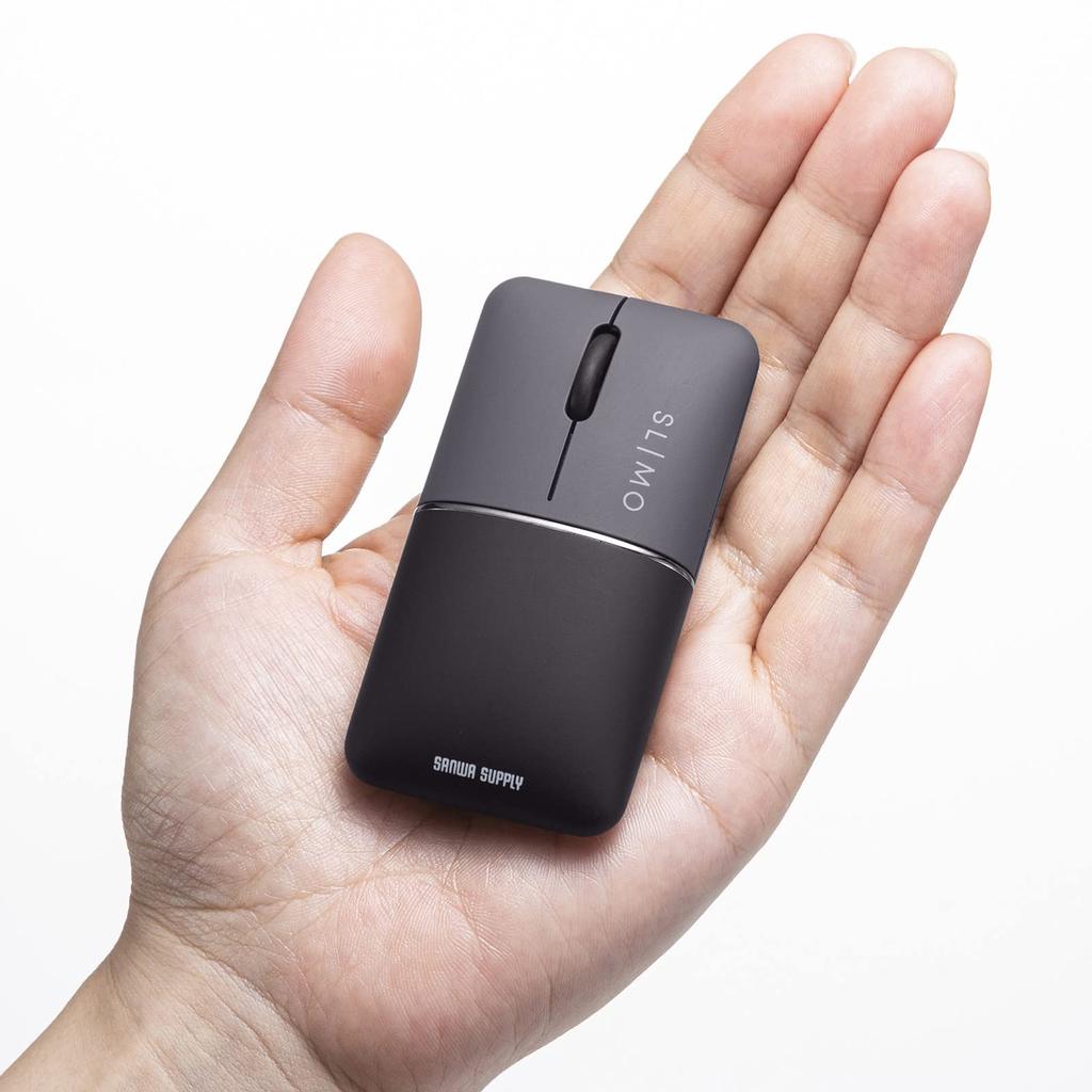 Sanwa Supply Silent Bluetooth Blue LED Mouse SLIMO (Rechargeable/Black) MA-BBS310BK