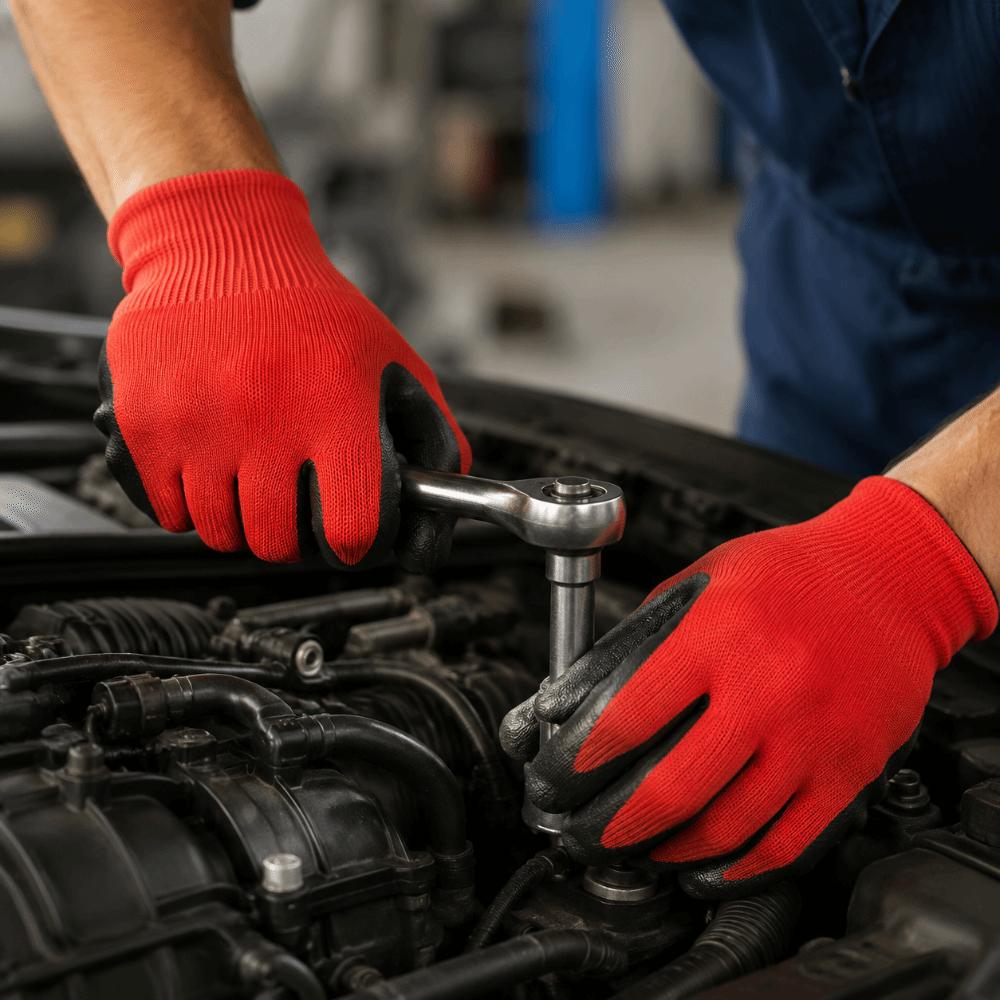 12 Pairs Anti-Skid Work Gloves Crinkled Coating High Grip Gloves Industrial Use