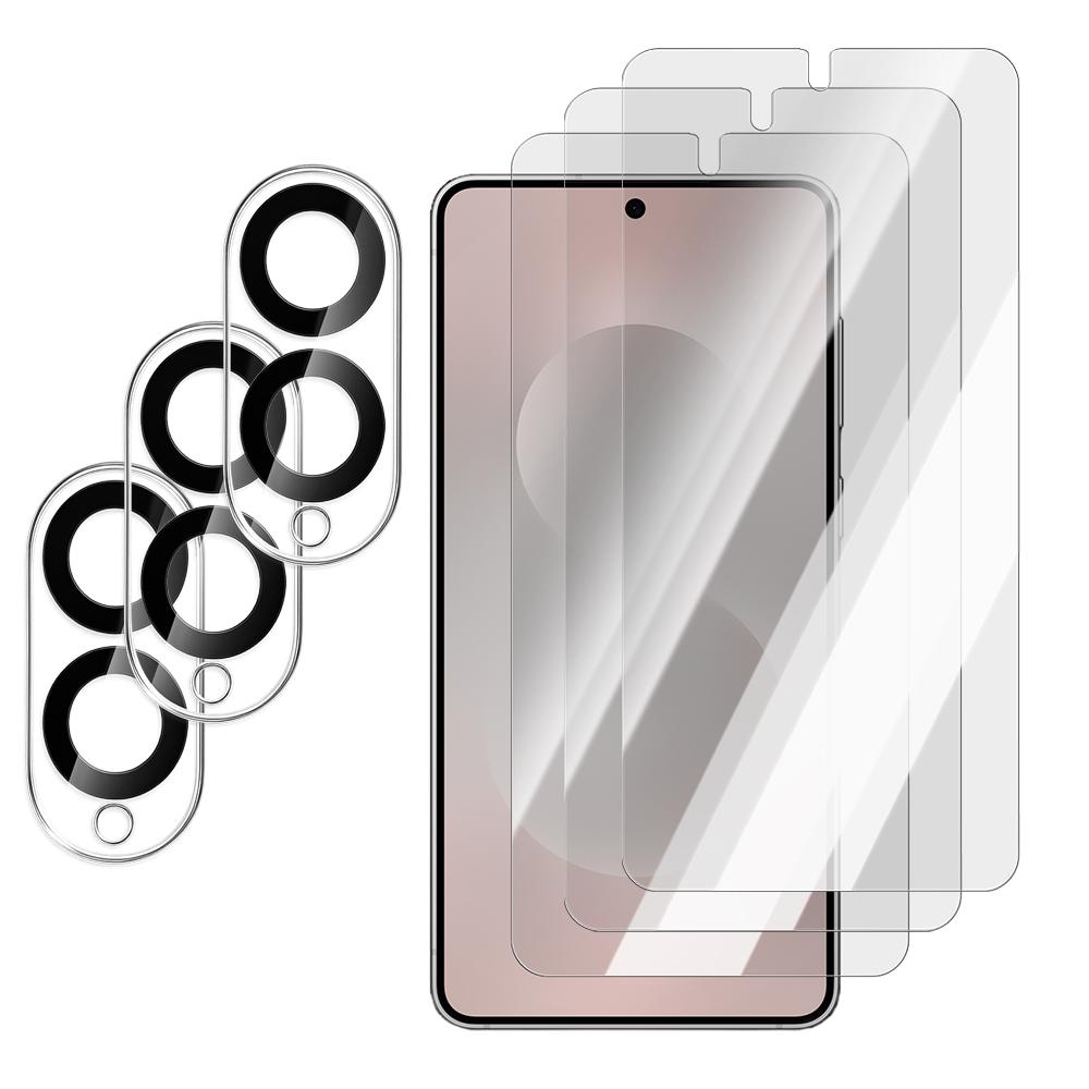 6IN1 Tempered Glass Front Protector for Samsung Galaxy S25 Edge Efficient Unlocking Anti-scratch HD Screen Lens Protective Film