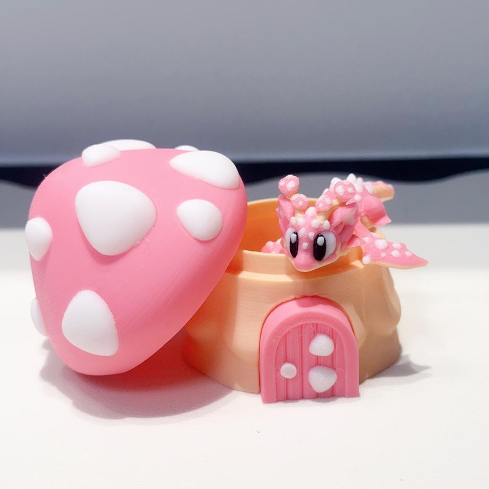 

3d Printing Cute And Silly Mushroom House+mushroom Dragon Model Plastic Ornament Desktop Decoration Sculpture Ornament Holiday G