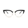 Stylish Cat Eye Glasses Frame Women's Fashion Eyewear Black Gold Metal Lightweight Comfortable Optical Spectacles