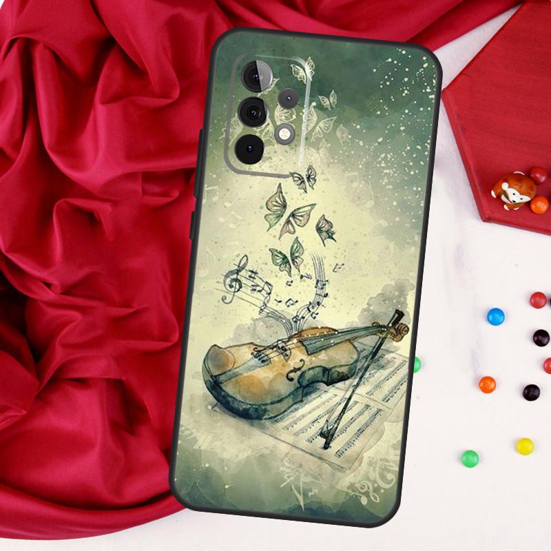 Cool Music Violin For Samsung Galaxy A52 A32 A22 A54 A14 A16 A26 A36 A56 A55 A35 A05 A06 A15 A53 A33 A13 Case