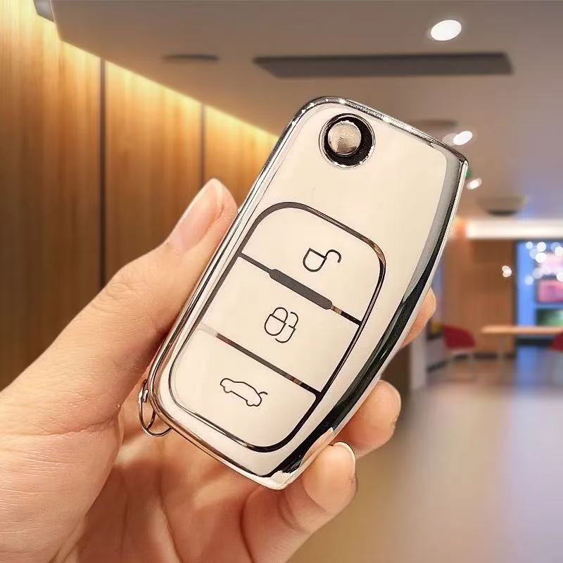 Auto Keychain Accessories For Ford S-Max Ka Mondeo Kuga Galaxy Fiesta Focus 2 3 Ecosport C-Max Tpu Car Key Case Shell Fob
