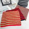 Autumn-Winter Striped Woolen Hat with Cute Cat Ears - Fashionable, Versatile Devil Design.
