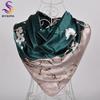 BYSIFA New Accessories Women Wine Red Silk Scarf Cape Fashion Chinese Rose Satin Square Scarves Shawls Ladies Headkerchief Hijab