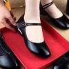 Popular single shoes women's 2025 spring new shallow mouth flat bottom low heel round head small leather shoes soft leather soft sole work shoes women