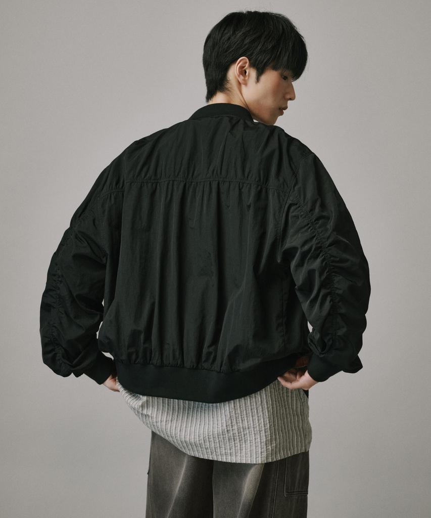 Verdnt Shirred Nylon Crop Jacket [Black]