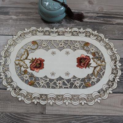 Luxuriöse Rosenblumenstickerei Tischset Stoff Hochzeit Weihnachten Essplatzset Küche Tischdekoration und Zubehör