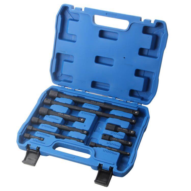 9-teiliges Werkzeugset: Verlängerungsstangen und Hülsen - 3/8" (Groß Mittel Klein), 1/2" Ratsche, 1/4" Kurzstange