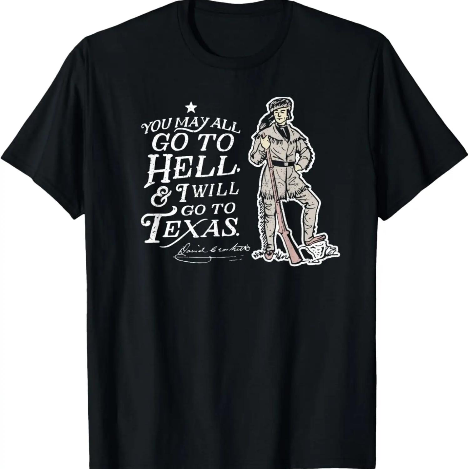 

Davy Crockett Texas Alamo May Go To Hell Vintage Souvenir T-Shirt S чёрный