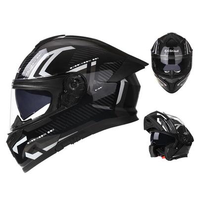 Bluetooth Yuvalı, Çift Vizörlü ve Büyük Arka Kanatlı, Dört Mevsim Kullanıma Uygun Unisex Kapaklı Motosiklet Kaskı