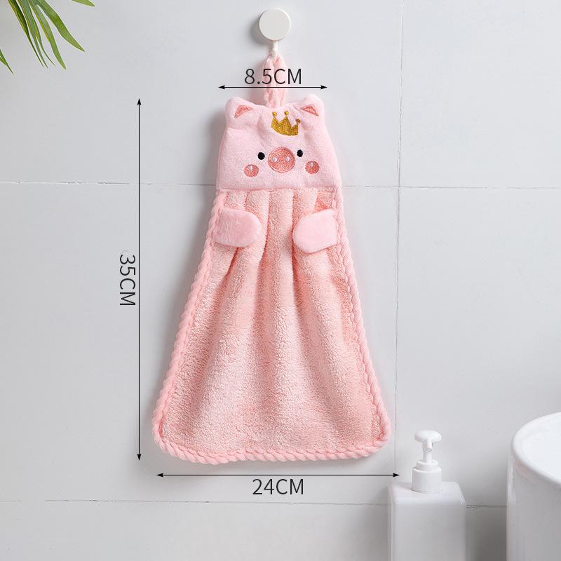 

Полотенце с поросенком, домашнее можно повесить, впитывающее кухонное полотенце, ленивая тряпка, протирание, полотенце для рук, однотонное детское полотенце для рук 8.5*35*24cm розовый