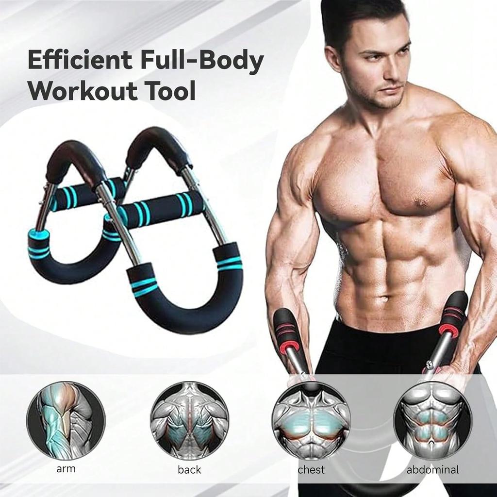 Power Twister Arm Exerciser, 60-100lbs Adjustable Spring Workout Bar, Forearm Triceps Chest Enhancer, Home Fitness Kit