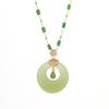 Emerald Safety Buckle Necklace Female Retro Chinese Style Hetian Jade Water Drop Heart Pendant Jewelry