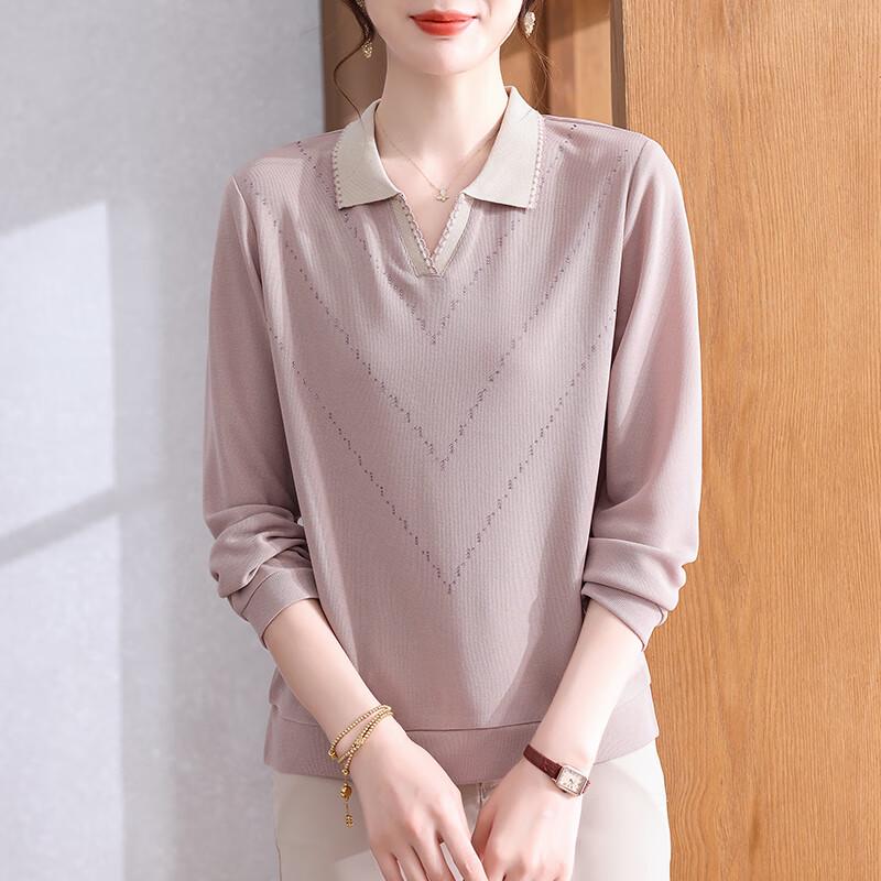 XUEXI Mid-Aged Women's Thin Ice Silk Knit Top