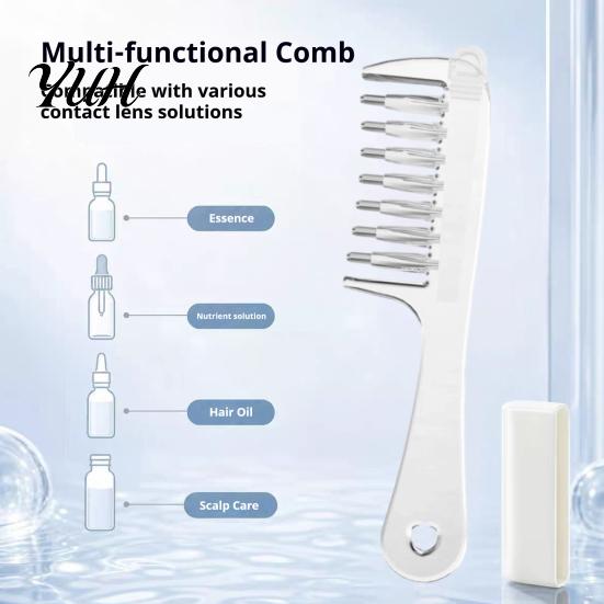 Liquid Hair Growth Comb Scalp Essential Oil Applicator Comb, Round Massage Ball Teeth Design, 10ml Capacity, Scrubber for Clear Leakproof Portable