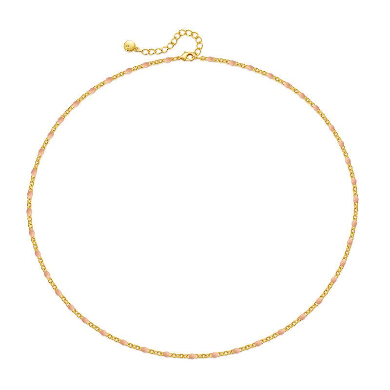 Gold Plated Dainty Mini Rainbow Enamel Bead Station Choker Necklace