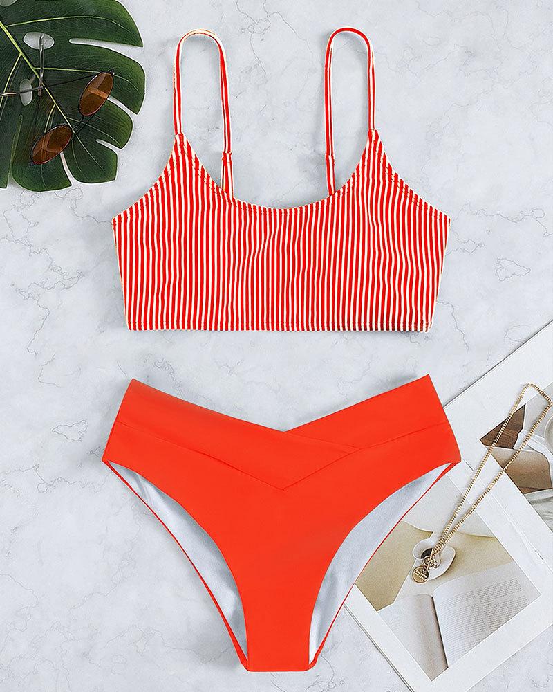 

TS JYL-BK055 Solid Lace-Up Bikini, Three-Point Alluring Swimwear For Beach XL червоно-бузковий
