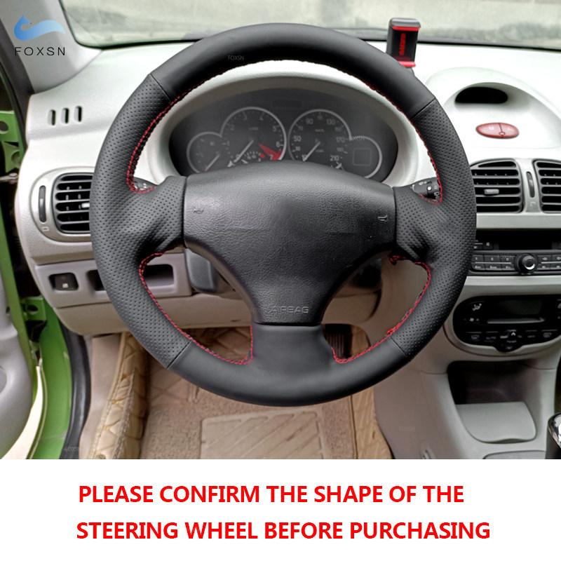 Car Accessories Perforated-Microfiber Leather Steering Wheel Cover Trim For Peugeot 206 1998 - 2005 206 SW 2003 2004 2005