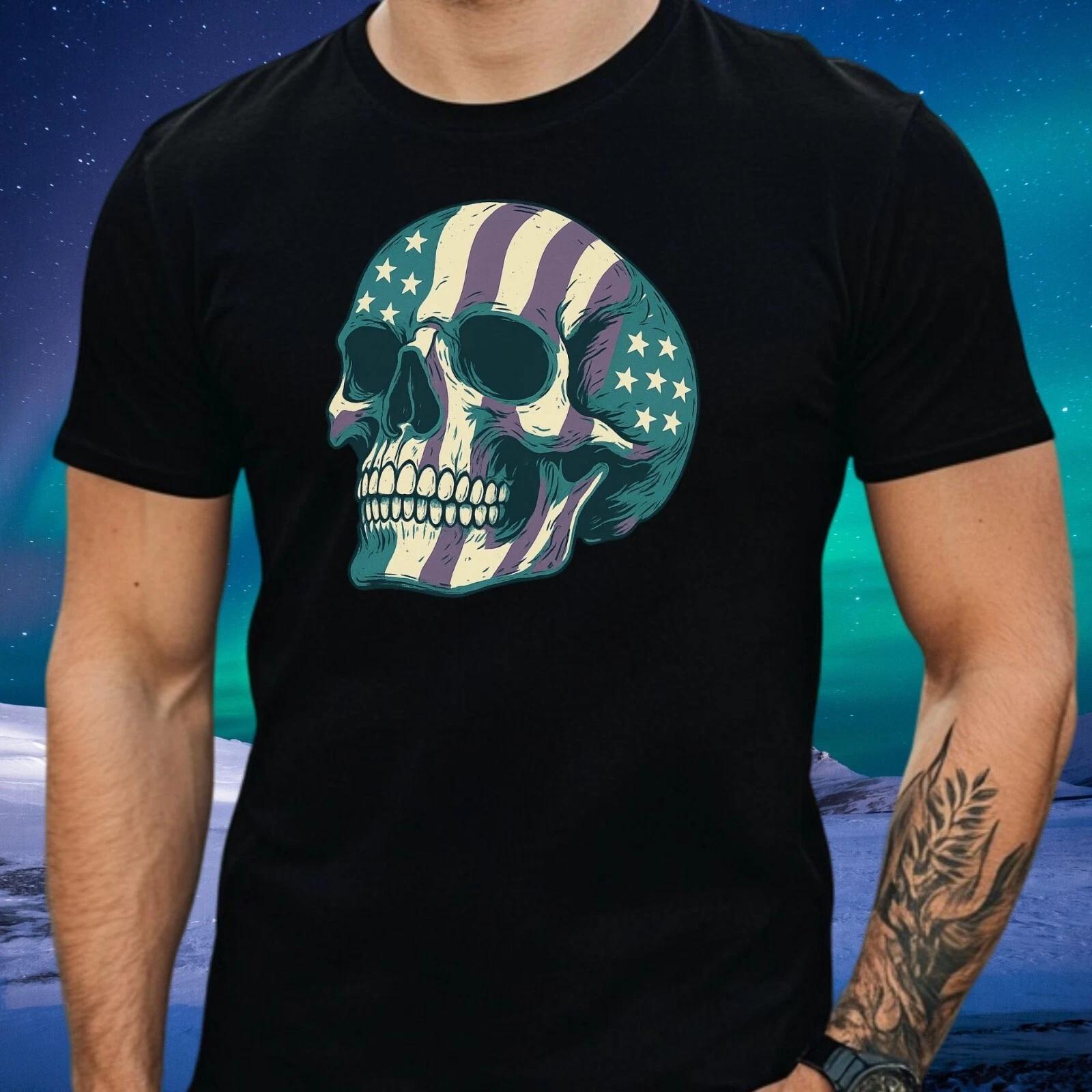T-Shirt Herren Totenkopf Motiv Baumwolle Größe S bis 5XL S