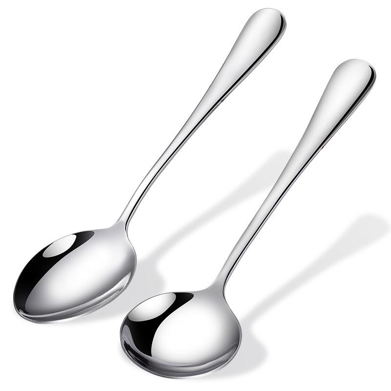 Stainless Steel Spoon Household Eating Spoon Spoon Long Handle Dessert Round Spoon Thickened Pointed Spoon Hotel Western Tableware