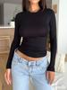 2024 Women's Y2K Slim-Fit Round Neck Solid Color Long Sleeve Top