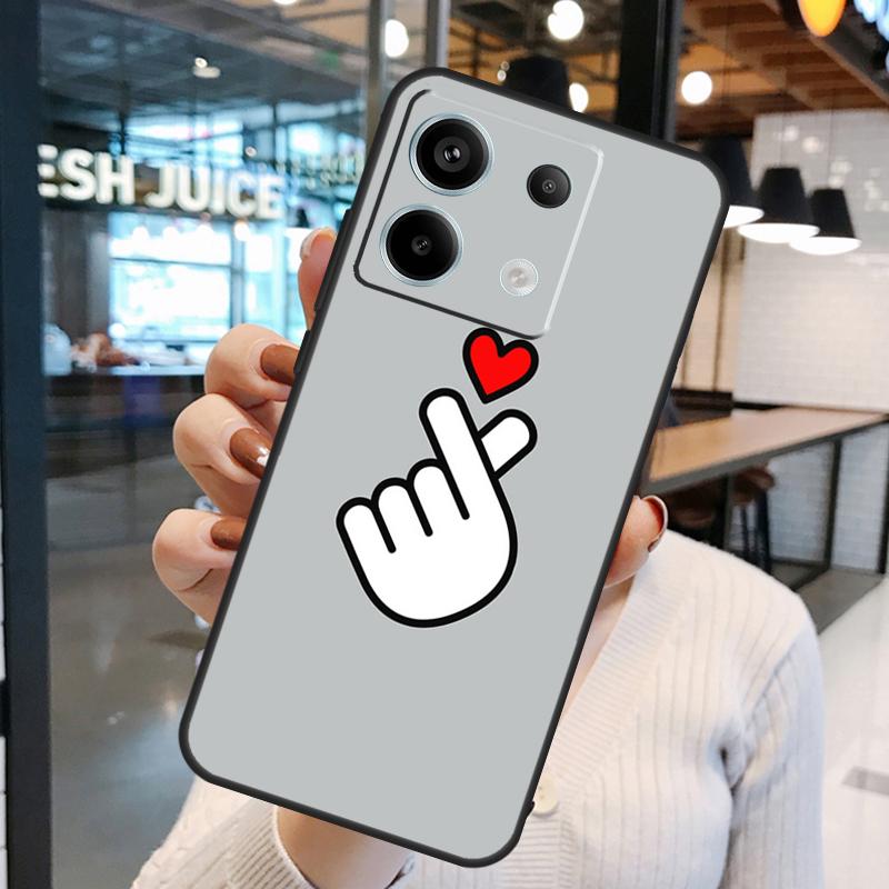 Kpop Finger Heart Case For Xiaomi Redmi Note 11 9 10 12 13 14 15 Pro Plus Redmi 15 15C 10C 12C 13C 14C Cover