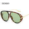 Ins Popular Fashion Double Bridges Pilot Women Oversized Sunglasses Retro Candy Color Gradient UV400 Men Punk Sun Glasses