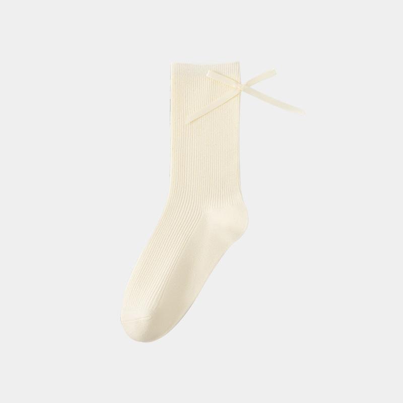 Ladies Spring and Autumn New Style Bow Thin Ballets In The Tube Cotton Socks