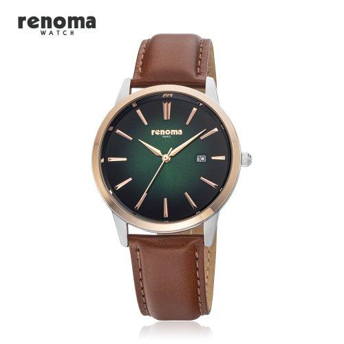 [RENOMA WATCH] RENOMA WATCH Maverick Men s Leather Watch Green Camel RE600GNCA none