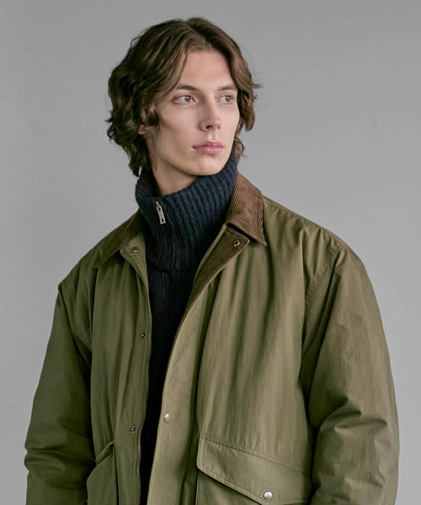 Indust Corduroy Collar Heritage Barbour Jacket_Khaki
