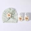 Elastic Infant Turban Hat Breathable Fetal Caps & Matching Socks Set Stylish Girls Clothing Accessories for Baby