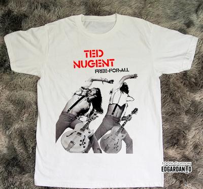 Ted Nugent Free For All Album Band Schweres Baumwoll-Weißes Unisex-T-Shirt, S-4XL