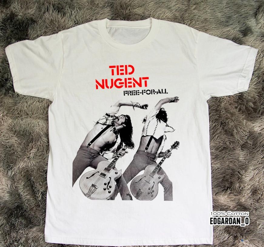 

Ted Nugent Free For All Album Band Heavy Cotton White Unisex T-shirt, S-4XL 4XL