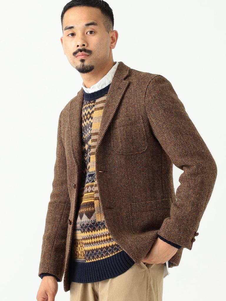 Beams Plus Harris Tweed 3B Size 38160111803 Jacket, Men's, LT.BROWN_HB, L,